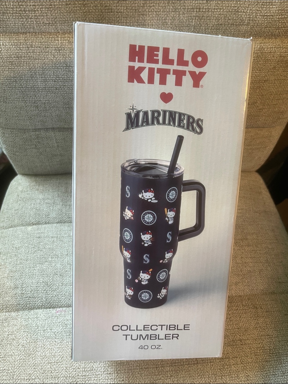 Hello Kitty Mariners Black Travel Tumbler with Handle
